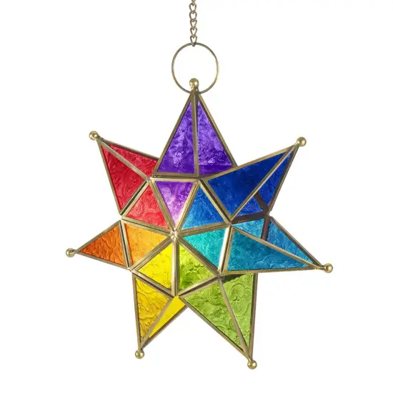 Rainbow Seven Point Star Tealight Lantern {1}