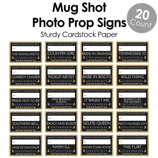 Big Dot of Happiness Nash Bash - Nashville Bachelorette Party Mug Shots - Photo Booth Props Mugshot Signs - 20 Count {6}