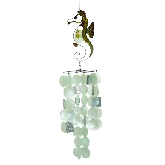 In the Breeze 7013 - 36 Inch Seahorse Capiz Breeze Wind Chime - Capiz Shell Wind Chime {1}