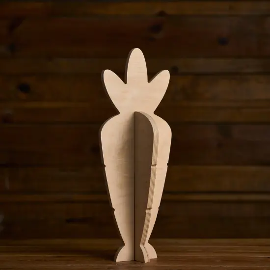 17 in. Unfinished Wooden Slotted Standing Carrot {1}