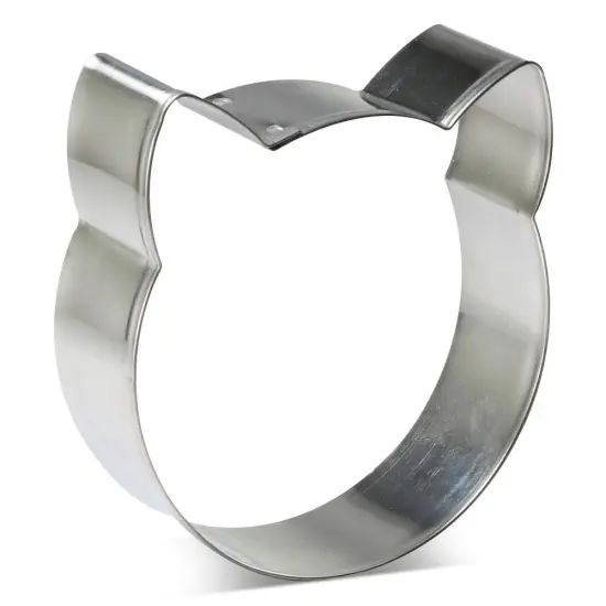 Round Cat Face Cookie Cutter 3.5 in B1604, CookieCutter.com, Tin Plated Steel, Handmade in the USA {1}