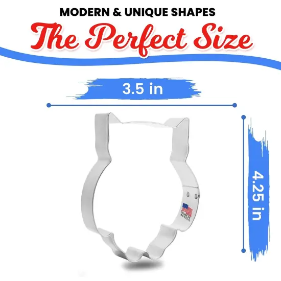 Chubby Owl Cookie Cutter 4.25 in B1611, CookieCutter.com, Tin Plated Steel, Handmade in the USA {2}