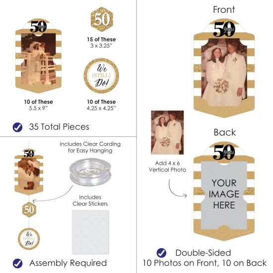 Big Dot of Happiness We Still Do - 50th Wedding Anniversary - Anniversary Party Vertical Photo Garland 35 Pieces {4}