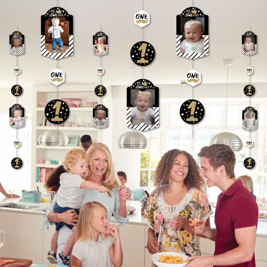 Big Dot of Happiness 1st Birthday Little Mr. Onederful - Boy First Birthday Party Vertical Photo Garland 35 Pieces {7}