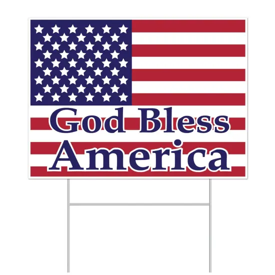 Plastic God Bless America Yard Sign, (Pack Of 6) {1}