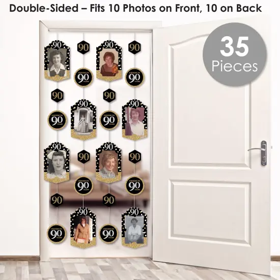 Big Dot of Happiness Adult 90th Birthday - Gold - Birthday Party Vertical Photo Garland 35 Pieces {3}
