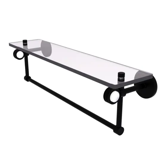 Clearview Collection 22 Inch Glass Shelf With Towel Bar And Dotted Accents - Matte Black {1}