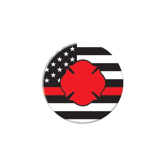 Firefighter Maltese Icon w/Flag Button, (Pack of 6) {1}