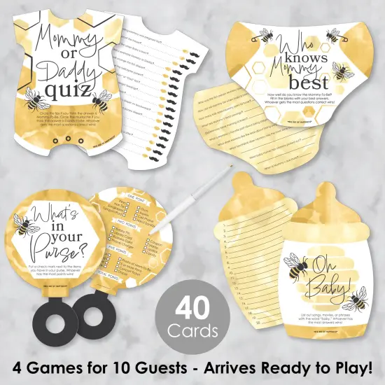 Big Dot of Happiness Little Bumblebee - 4 Baby Shower Games - 10 Cards Each - Gamerific Bundle {3}