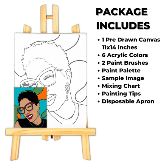 "Just Smile" DIY Canvas Art Kit for Adults Beginner, Acrylic Paint Size 11x14 inch {2}