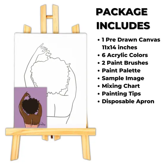 "Hair Goals" DIY Canvas Art Kit, Adult Beginner, Acrylic Paint Size 11x14 inch {2}