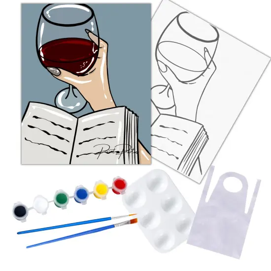 "Unwind" DIY Canvas Art Kit, Adult Beginner, Acrylic Paint Size 11x14 inch {1}