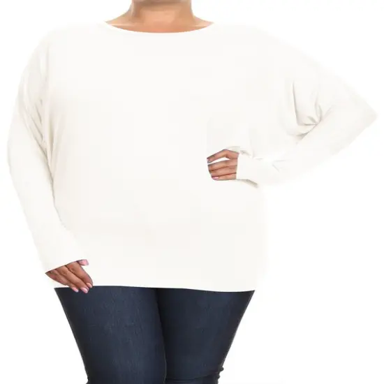 Plus Solid Jersey Knit Dolman Top Long Sleeves | RADYAN&reg; Baby blue {3}