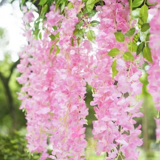 12Pcs Artificial Wisteria Vine Garland Pink {1}