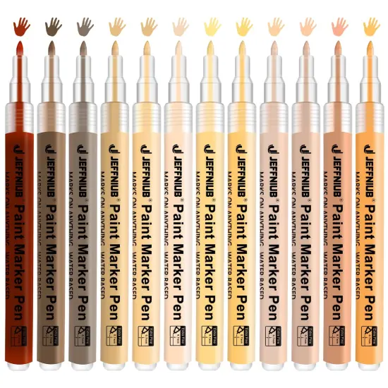 12 Pieces Skin Tone Acrylic Paint Pens, Paint Markers for Wood,Glass,Fabric,Rocks Painting Paint Pens (0.7skin tone) {2}