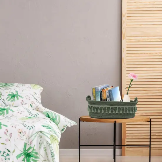 Small Cotton Rope Woven Basket Toilet Paper Baskets for Organizing Decorative Basket for Boho Decor Small Storage Basket for Bedroom Nursery Livingroom Entryway,Green {6}