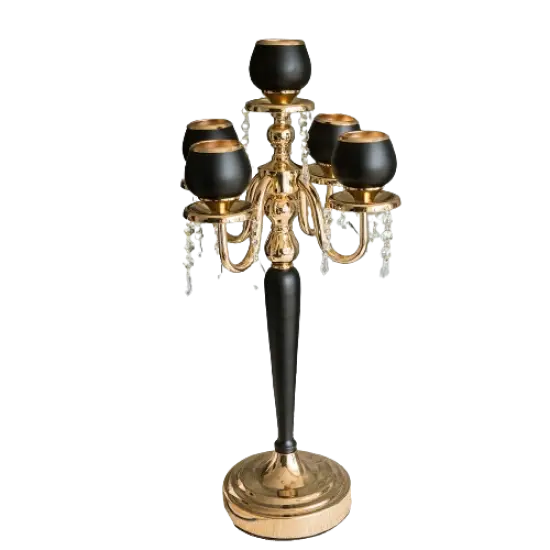 25" Gold Black Metallic Candelabra Candle Holder {1}