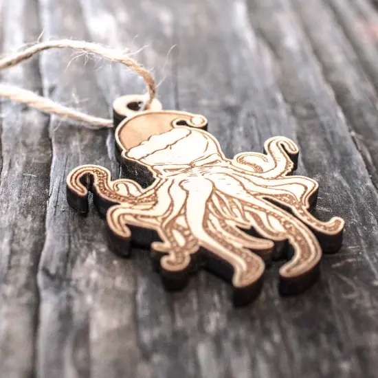 Ornament - Santa Cthulhu - Raw Wood 3x2in {3}