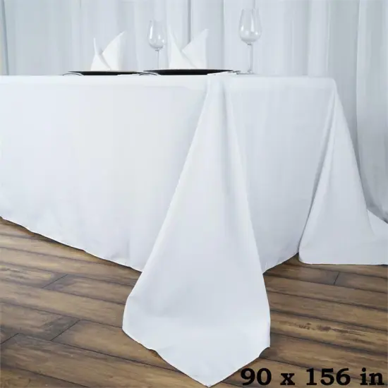 White Premium Polyester Tablecloth: 90x156-Inch for Catering {1}