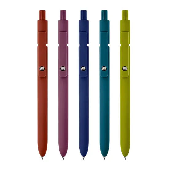 Wrapables Smooth Retractable Black Ink Gel Pens, 0.5mm Fine Point, for Home Office Work (Set of 5), Oceani {1}