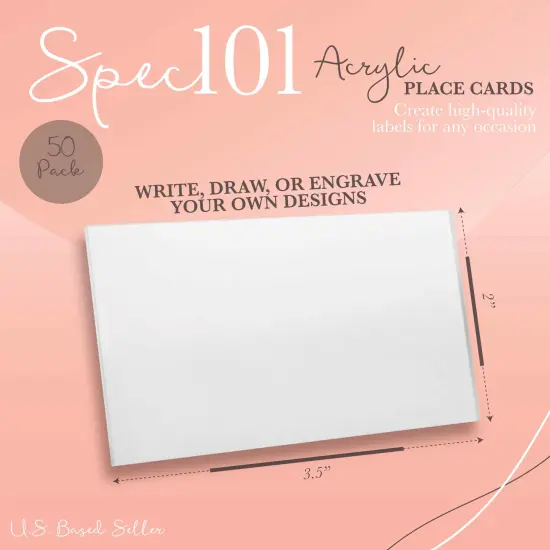 Spec101 Acrylic Place Cards - 2 x 3.5IN Rectangle Acrylic Blanks Name Cards {2}