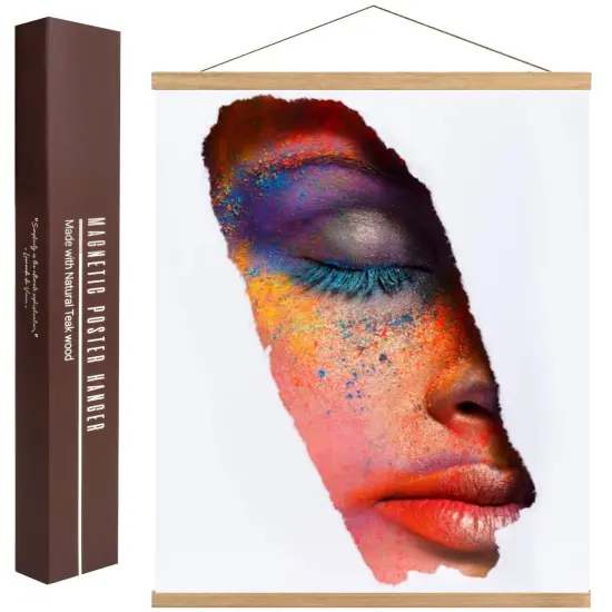 DACRI HOME Magnetic Poster Hanger Frame - Wooden Poster Hanger of Premium Teak Wood, Strong Magnets for Easy Hanging Posters Maps Prints Pictures Scrolls Wall Art 11x14 11x17 (11 inch, Teak) {1}