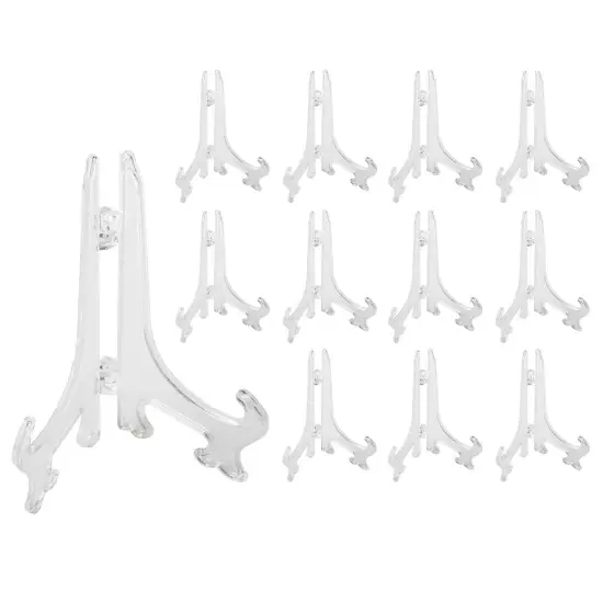 12 Pack Clear Easel Stands Easel Display Stand for Photo, Place Card, Collectibles, Light Items - Perfect for Wedding Cards, Party, Home, Party Decorations (3 Inches) {1}