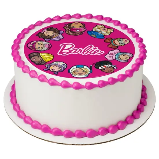 Barbie&trade; She Does It All Edible Cake Topper Image - 7.5" Round {1}