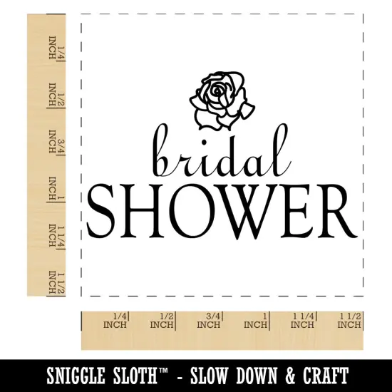 Bridal Shower Elegant Text with Rose Wedding Self-Inking Rubber Stamp Ink Stamper Black {1}