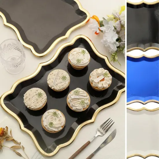 14 in Rectangular Paper Serving Trays Royal blue and gold {2}