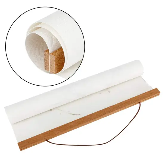 2 Pack Magnetic Poster Hanger Frame, 8x10 8x12 8x24 Light Wood Wooden Magnet Canvas Artwork Print Dowel Poster Hangers Frames Hanging Kit (Teak Wood, 8", 2 Packs) {5}