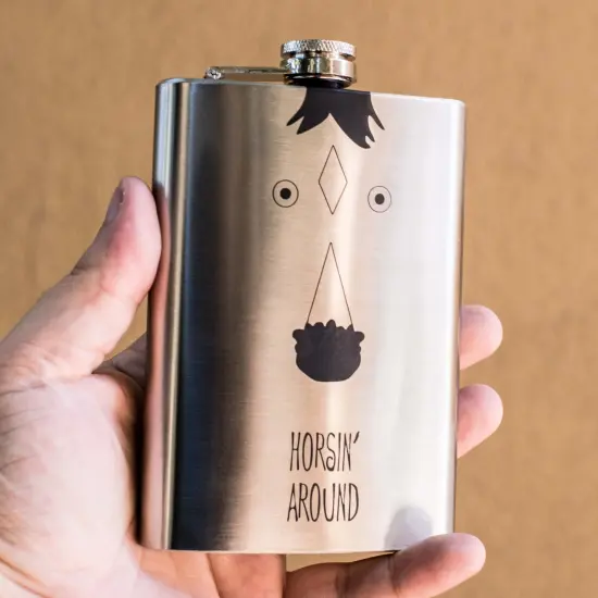 8oz Horsin Around Stainless Steel Flask {4}