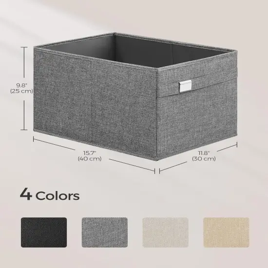2 Pieces Storage Baskets,Extra Large Storage Bins for Organizing, 15.7 x 11.8 x 9.8 Inches, Fabric Storage Cubes for Shelves, Easy to Clean, Foldable, 2 Handles, Dove Gray UROB240G02 {3}