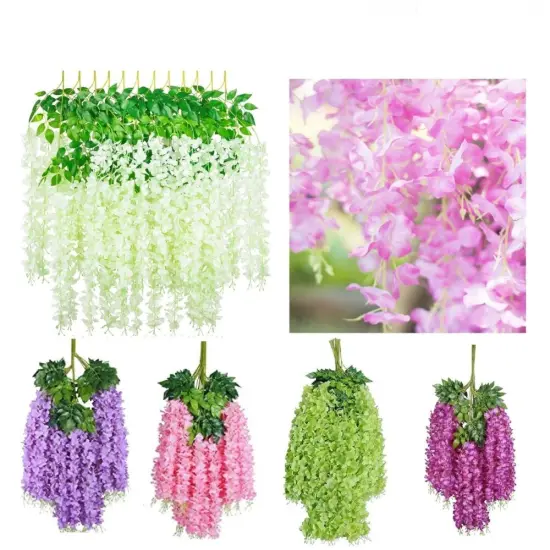 12Pcs Artificial Wisteria Vine Garland White {2}