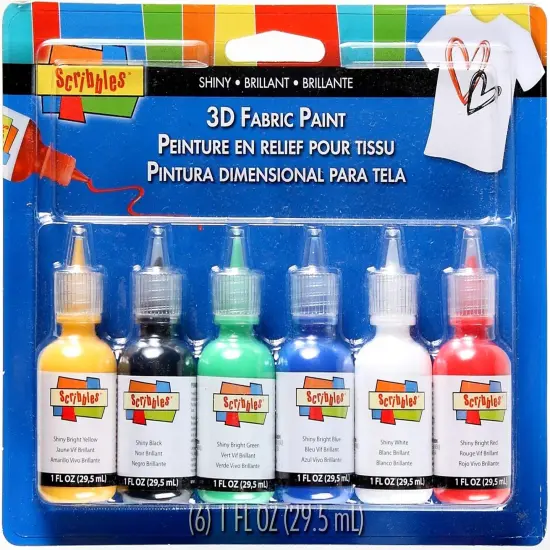 6 Pieces Scribbles Fabric Paint, 6 Fl Oz , Shiny {1}