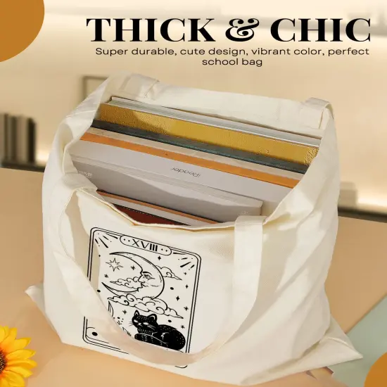 Cute Sun Moon Canvas Tote Bag Aesthetic For Women School Grocery Bag Cotton Cloth Beach Totes Gift For Kids Girl {4}