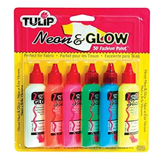 6 Pieces 3D Fabric Paint,, Neon and Glow, 1.25 Fl Oz (Pack of 1) {1}