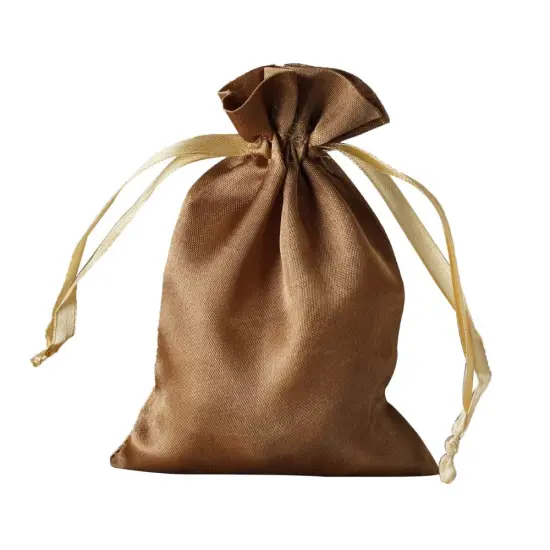 60 pcs 4x6 Satin Favor Drawstring Bags Chocolate brown {4}