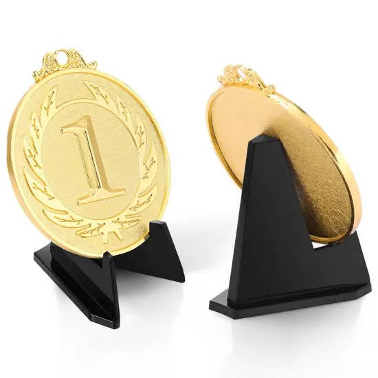 12 Pieces Easel Stands Mini Coin Display Stand 2.17 x 1.65 Inch Easel Holder Card Stand for Display Black Display Stand for Collectibles Plastic Plate Display Holder for Medal Watches Picture {6}