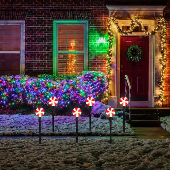 Northlight LED Lighted Peppermint Outdoor Christmas Pathway Markers - 14.5" - Set of 4 Red {1}