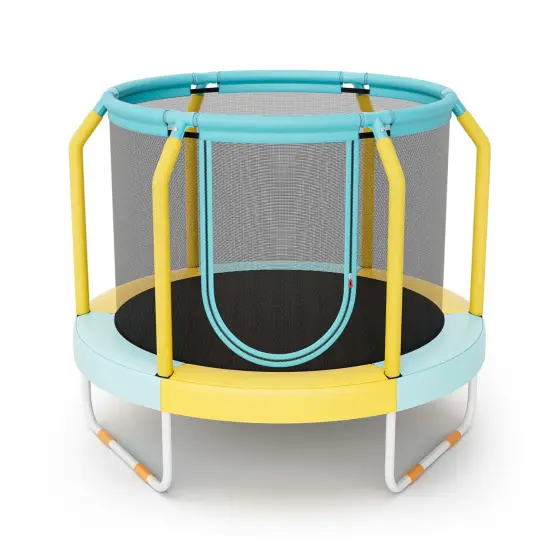 Costway 48" Mini Trampoline with Enclosure Heavy-Duty Metal Frame U-shaped Legs Orange/Yellow {3}