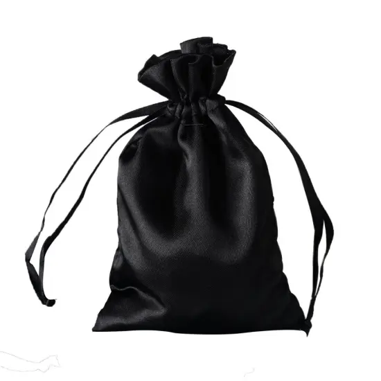 60 pcs 4x6 Satin Favor Drawstring Bags Black {1}