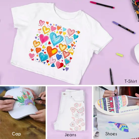 40 Fabric Markers Pens Set - Non Toxic, Indelible and Permanent Fabric Paint - Fine Point Tip Textile Marker Pen {5}