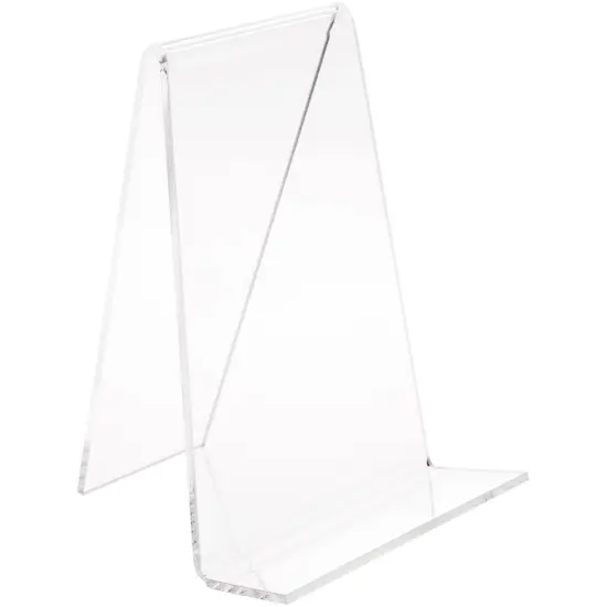 Plymor Clear Acrylic Book Easel with 1.375" Flat Ledge, 4.75" W x 4.75" D x 6" H {2}