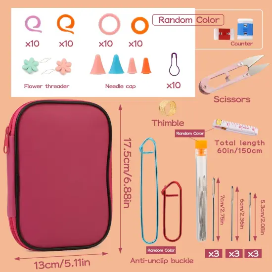 96 Pieces Crochet Hooks Kit, Crochet Needles Set with Storage Bag, Aluminum Crochet Hooks with Stitch Markers and Large-Eye Blunt Needles for Experienced Crochet Hook Lovers {2}