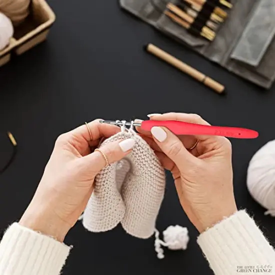 10 Pieces Knitting Needles Crochet Hook - Multicolor Ergonomic Crochet Hooks Set - Rubber Handled Aluminum Crochet Hooks - Small Crochet Hooks Knitting Kit for Beginners Crochet Kit for Crocheting Yarn {4}