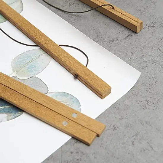 SweeHome Poster Hanger, 18 Inch Magnetic Poster Frame Hanger, 10x18 12x18 18x24 Poster Hanger for Pictures, Photos, Maps, Canvas Artwork and Scrolls (Natural, 18") {6}