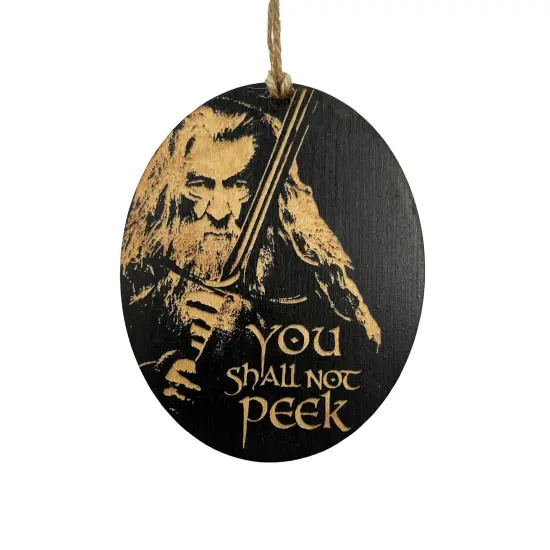 Ornament - You Shall Not Peek - Black Painted Wood 4x3in {1}