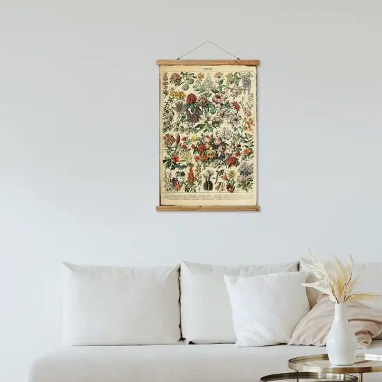 Flower Poster Hanger Frame, Retro Style Wall Art Prints, Printed on Linen with Natural Wooden Frames, Wall Hanging Decor {5}