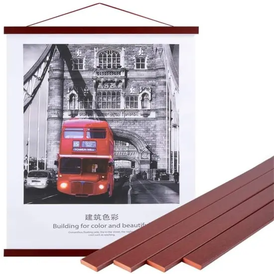 Magnetic Poster Hanger, 8x10 8x20 8x11 Poster Frame Wood Wooden Magnet Print Posters Dowel Scroll Hanger Hangers Hanging Kit for Walls Map Canvas Artwork (Mahogany, 8") {2}